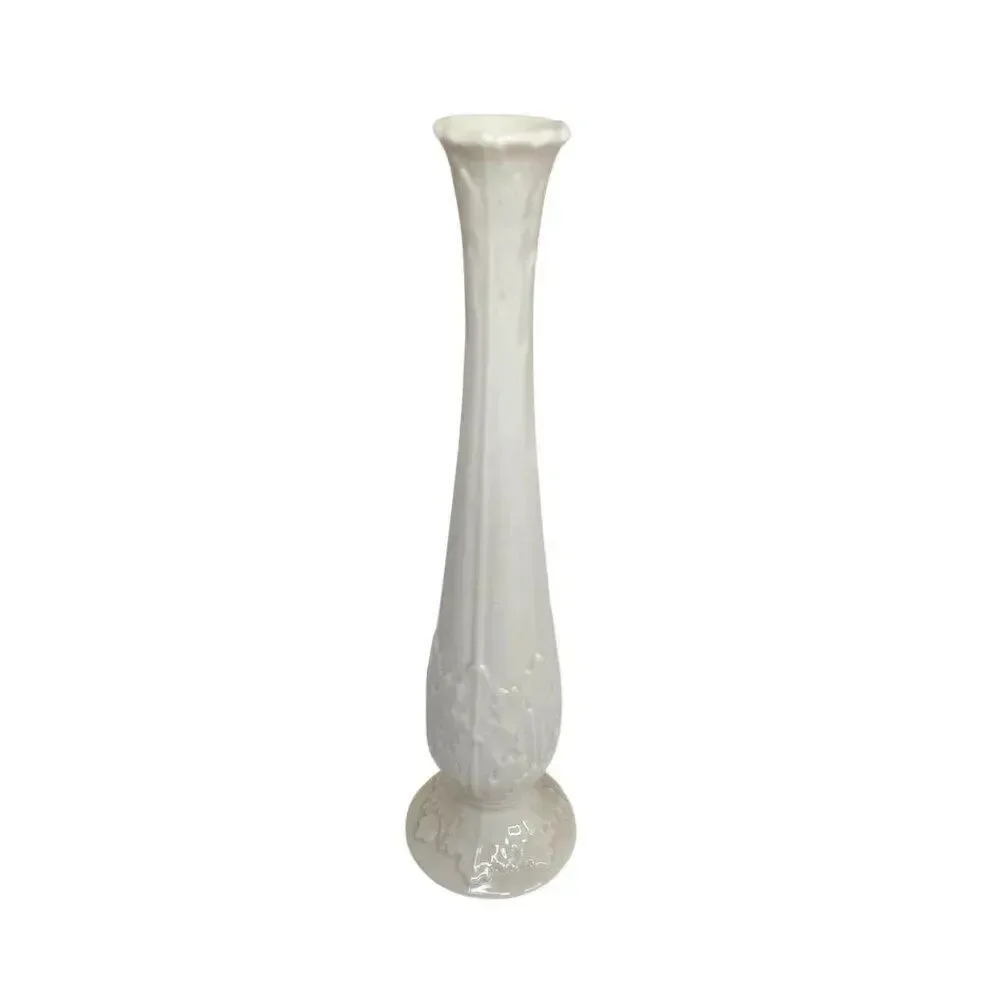 Vintage Lenox Ivory Porcelain Bud Vase Raised Floral Design 11